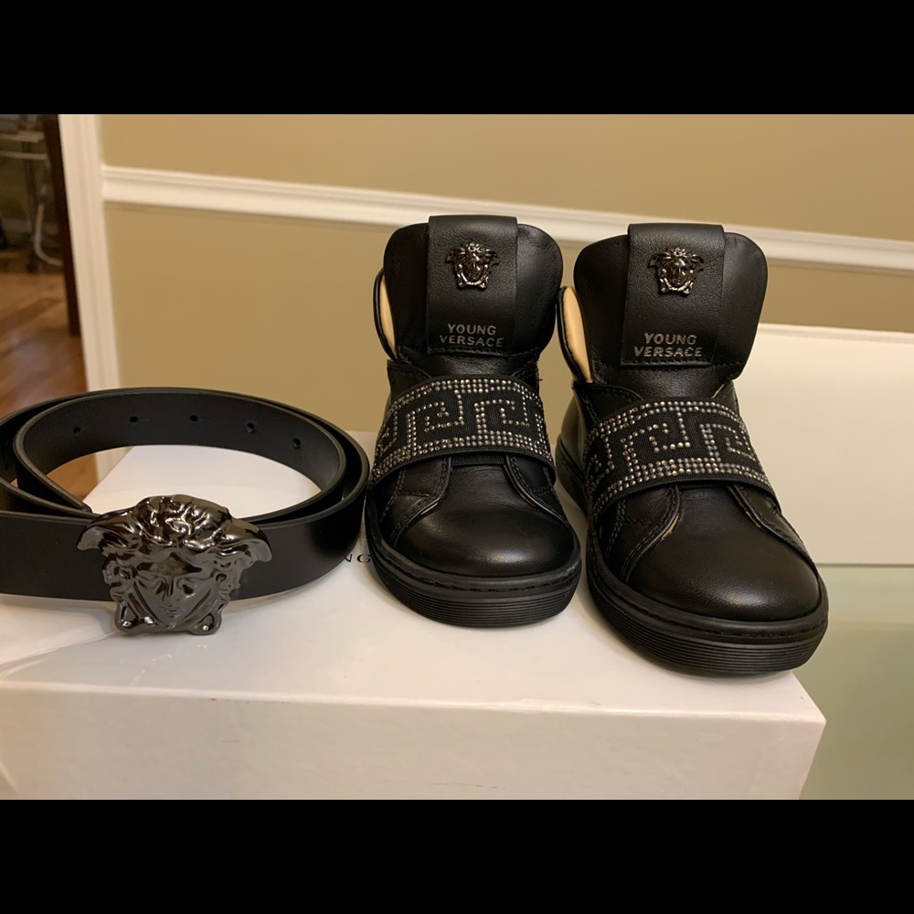 Kids Versace tennis shoes and belt